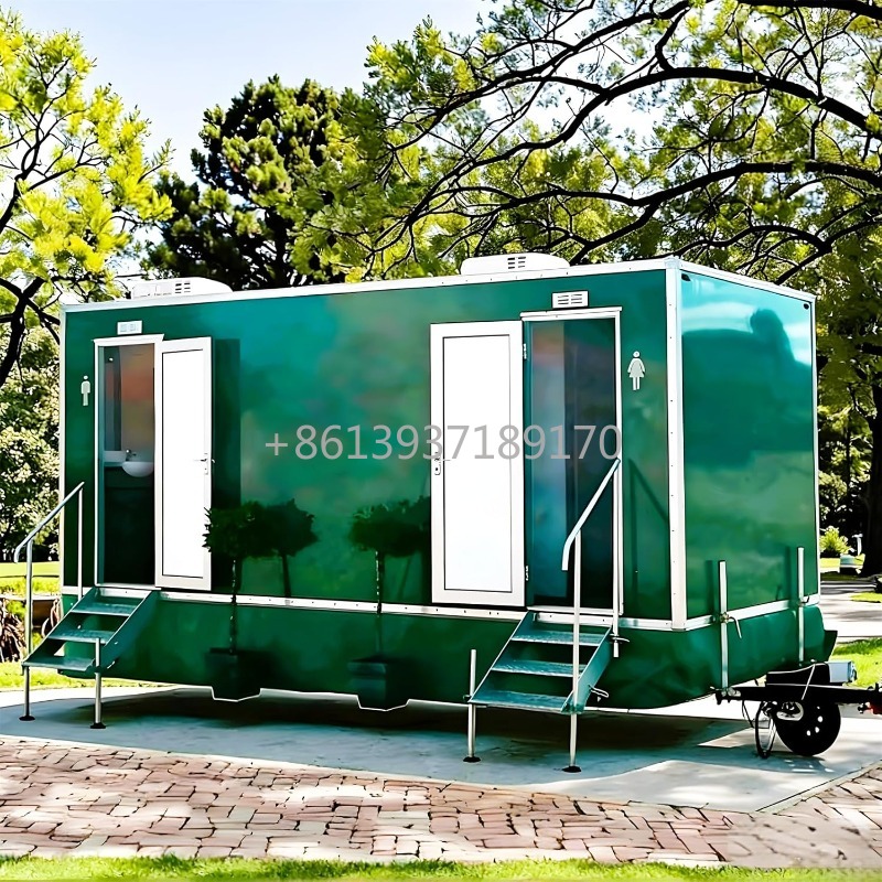 Portable Camping Shower - Mobile Toilet Trailer with Basin and