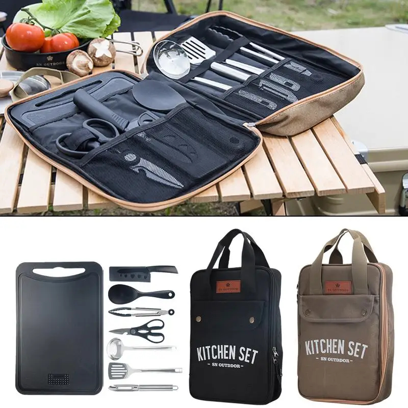 Outdoor Camping Kitchen Set - 8pcs Camping Kitchen Cookware Set Portable