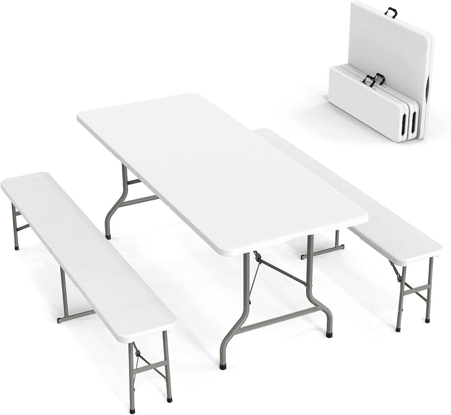 Picnic Table Set with 2 Benche - Camping Outdoor Or Indoor review and price