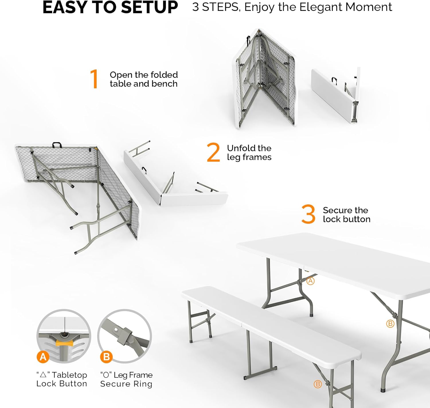 Picnic Table Set with 2 Benche - Camping Outdoor Or Indoor review and price