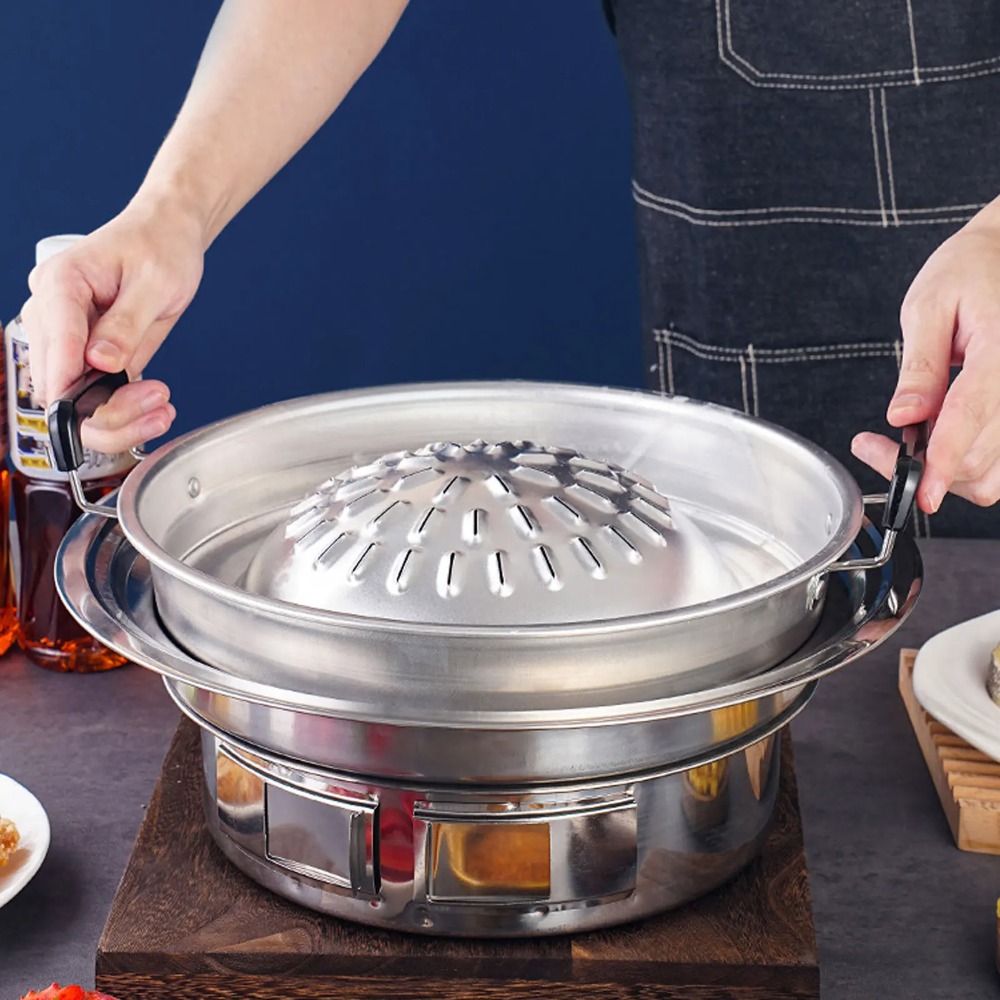 2 in 1 Hot Pot Grill Pan Non S - Kitchen Outdoor Camping review and price