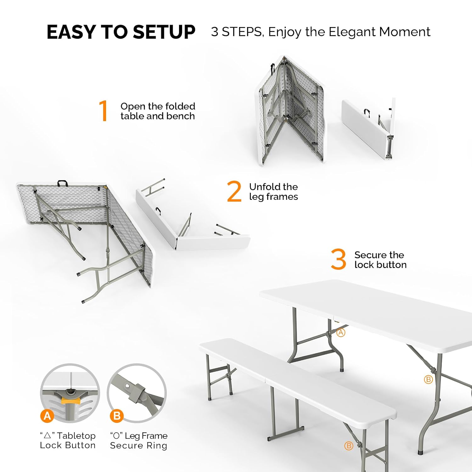 Picnic Table Set with 2 Benche - Camping Outdoor Or Indoor review and price