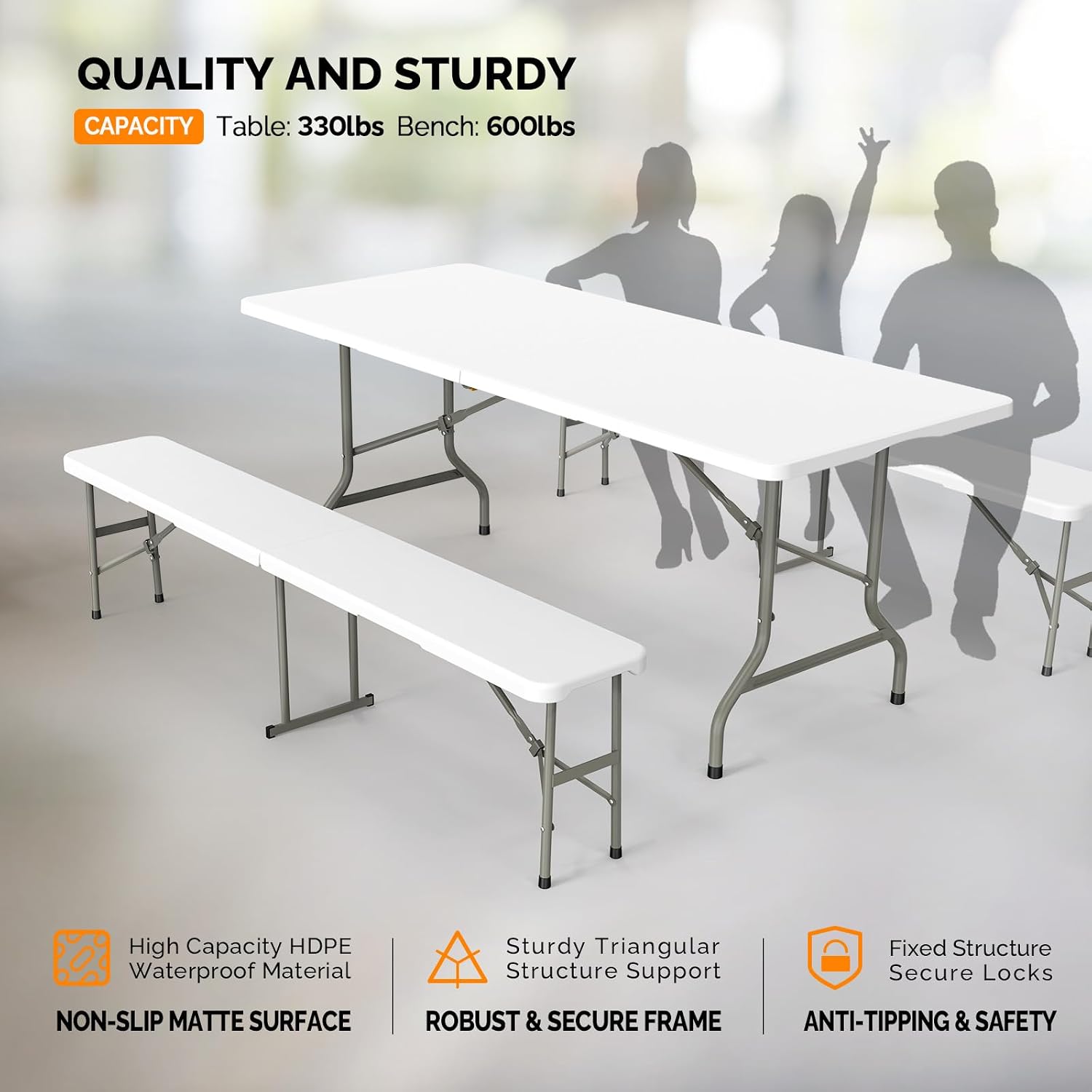 Picnic Table Set with 2 Benche - Camping Outdoor Or Indoor review and price