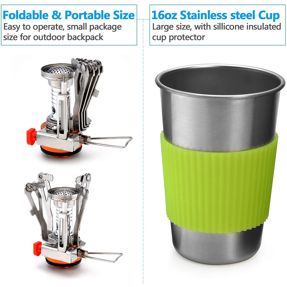 Camping Cookware Kit with Stov - Outdoor Camping Kitchen Set review and price
